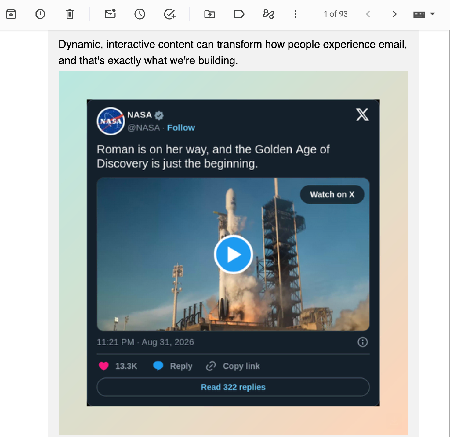 A multi-image post rendered as a single static image, shown inside a Gmail inbox